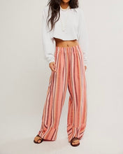 Load image into Gallery viewer, Day’s End Linen Striped Pull-On Pant in Soft Coral Combo