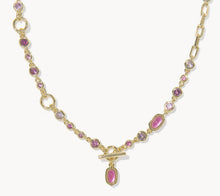Load image into Gallery viewer, Kendra Scott Mini Elisa Abbie Gold Necklace in Pink Mix