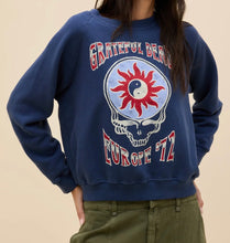 Load image into Gallery viewer, Grateful Dead Europe 72 Shrunken Raglan Sweatshirt in Washed Indigo