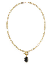 Load image into Gallery viewer, Elisa Gold Enamel Link and Chain Necklace in Black Agate