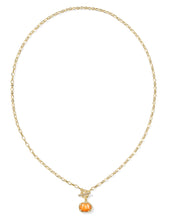 Load image into Gallery viewer, Kendra Scott Pumpkin Gold Link Chain Necklace in Orange Mother of Pearl