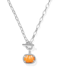 Load image into Gallery viewer, Kendra Scott Pumpkin Silver Chain Link Necklace in Orange Mother of Pearl