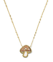 Load image into Gallery viewer, Mushroom Gold Short Pendant Necklace in Brown Mix