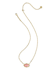 Load image into Gallery viewer, Kendra Scott Elisa Scallop Frame Gold Short Pendant Necklace in Light Pink Iridescent Abalone