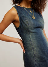 Load image into Gallery viewer, Atlas Denim Mini Dress in Vintage Indigo