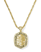 Load image into Gallery viewer, Tiger Striped Daphne Gold Small Long Pendant Necklace in Natural Mother of Pearl
