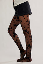Load image into Gallery viewer, Flocked Floral Tight in Black Combo