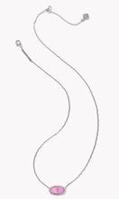 Load image into Gallery viewer, Kendra Scott Elisa Pave Frame Silver Necklace in Pink Opalescent