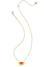 Load image into Gallery viewer, Kendra Scott Samantha Sun Gold Pendant Necklace in Orange Glass