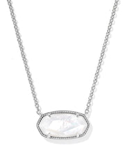 Load image into Gallery viewer, Kendra Scott Elisa Statement Silver Pendant Necklace in Ivory Mother of Pearl