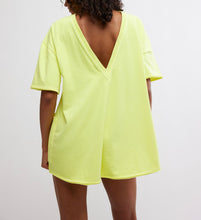 Load image into Gallery viewer, Hot Shot Tee Romper in Sour Citrus