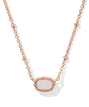 Load image into Gallery viewer, Kendra Scott Mini Elisa Rose Gold Satellite Pendant Necklace in Iridescent Drusy