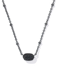 Load image into Gallery viewer, Kendra Scott Mini Elisa Gunmetal Satellite Pendant Necklace in Black Drusy