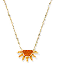 Load image into Gallery viewer, Kendra Scott Samantha Sun Gold Pendant Necklace in Orange Glass