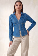 Load image into Gallery viewer, Denim Long Sleeve V-Neck Top