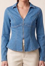Load image into Gallery viewer, Denim Long Sleeve V-Neck Top