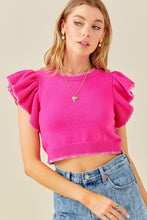 Load image into Gallery viewer, Ruffle Sleeve Cropped Sweater

