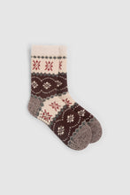 Load image into Gallery viewer, CozyChic Lined FairIsle Slipper Socks in Umber Multi