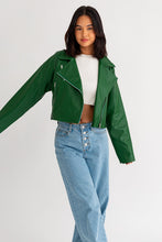 Load image into Gallery viewer, Faux Leather Crop Moto Jacket
