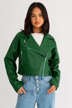 Load image into Gallery viewer, Faux Leather Crop Moto Jacket
