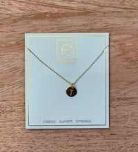 Load image into Gallery viewer, 16” Initial Respect Small Gold Disc Necklace