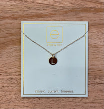 Load image into Gallery viewer, 16” Initial Respect Small Gold Disc Necklace