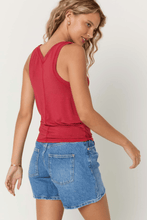 Load image into Gallery viewer, Lona V Neck Tank in Bittersweet Red