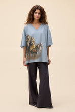 Load image into Gallery viewer, Wild Horses V-Neck Tee in Light Blue