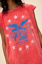 Load image into Gallery viewer, Johnny Cash Muscle Tank in Red Acid Wash