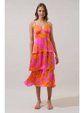 Load image into Gallery viewer, Pacey Floral Yanni Ruffle Midi Dress in Orange