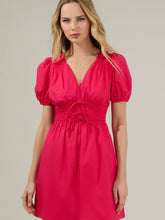 Load image into Gallery viewer, Saylor Smocked Mini Dress in Fuchsia