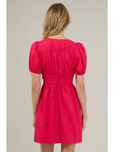 Load image into Gallery viewer, Saylor Smocked Mini Dress in Fuchsia