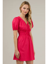 Load image into Gallery viewer, Saylor Smocked Mini Dress in Fuchsia