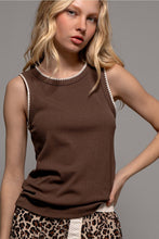 Load image into Gallery viewer, Contrast Trim Ribbed Tank in Brown