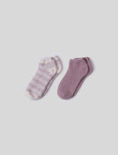 Load image into Gallery viewer, CozyChic Heathered Stripe Ankle Sock Set in Teaberry Multi