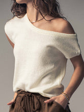 Load image into Gallery viewer, Asymmetric One-Shoulder Knit Top in Ivory