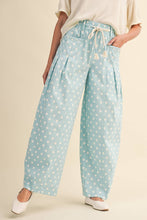 Load image into Gallery viewer, Polka Dot Pleated Barrel Pants in Sky Blue