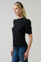 Load image into Gallery viewer, Bertha Knit Ruched Top in Black