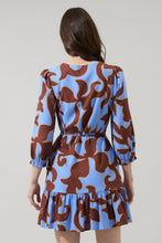 Load image into Gallery viewer, Briley Floral Shift Mini Dress in Brown & Blue Combo