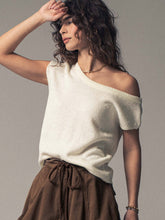 Load image into Gallery viewer, Asymmetric One-Shoulder Knit Top in Ivory