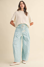 Load image into Gallery viewer, Polka Dot Pleated Barrel Pants in Sky Blue