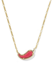 Load image into Gallery viewer, Chili Pepper Gold Pendant Necklace in Red Vermillion Magnesite
