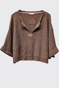 Cropped Patch Sweater in Cocoa
