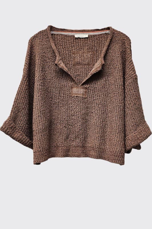 Cropped Patch Sweater in Cocoa