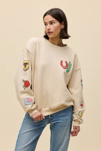 Load image into Gallery viewer, Western Patches Oversized Crew Sweatshirt in Sand
