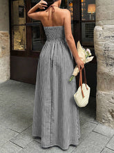 Load image into Gallery viewer, Halter Maxi Dress in Black &amp; White Stripe
