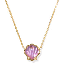 Load image into Gallery viewer, Kendra Scott Brynne Shell Gold Pendant Necklace in Purple Iridescent Abalone Illusion

