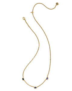 Kendra Scott Mini Elisa Vintage Gold Three Stone Necklace in Blue Lapis