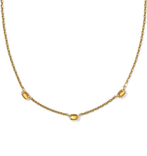 Load image into Gallery viewer, Kendra Scott Mini Elisa Vintage Gold Three Stone Necklace in Marbled Amber Illusion
