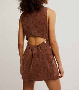 Atlas Suede Mini Dress in Chicory Coffee
